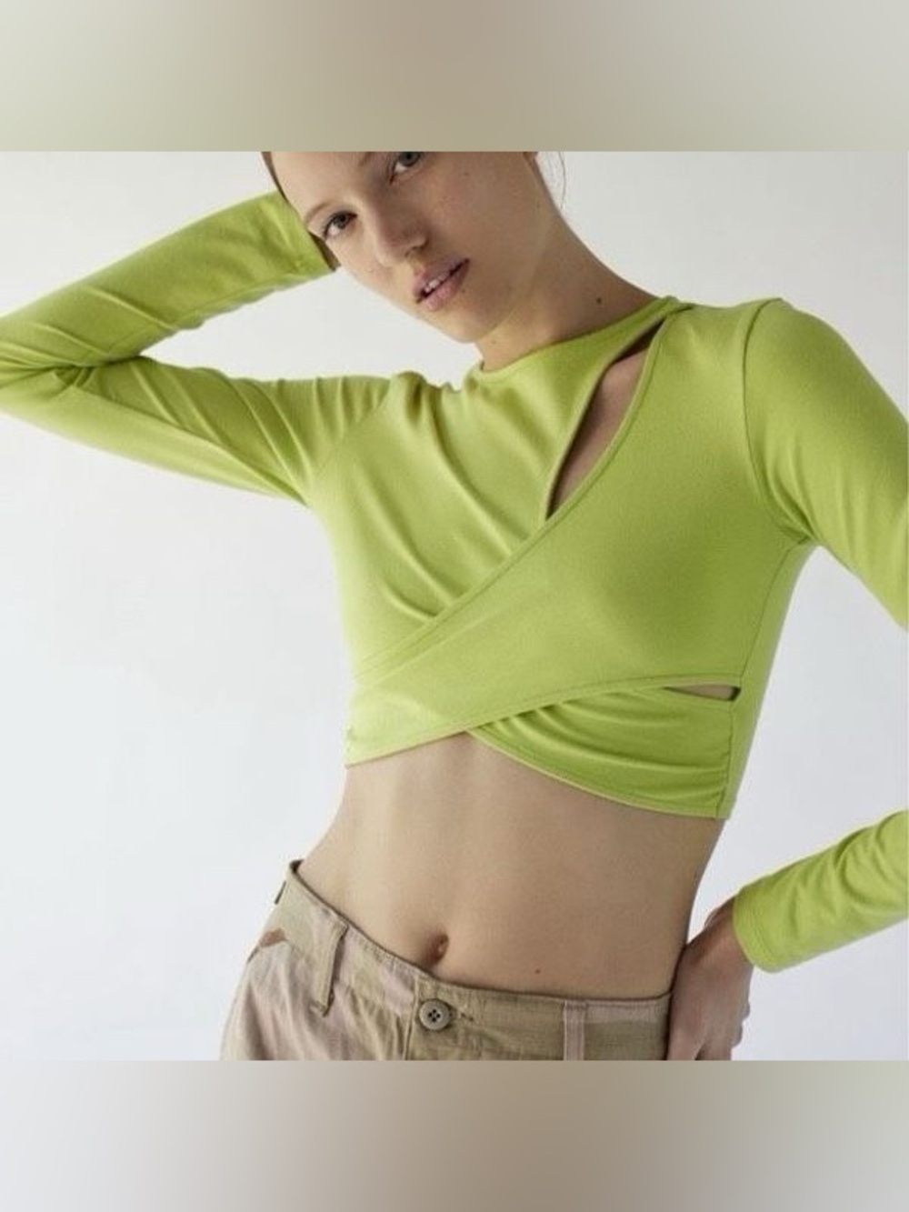 Urban Outfitters Emilie Ballet Wrap Lime Top